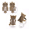 Vintage Adjustable Iron Owl Finger Ring Settings and Alloy Cabochon Bezel Settings FIND-X0010-04AB-1