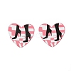 Heart Acrylic Printed Stud Earrings for Women EJEW-G418-01A-4