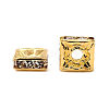 Brass Rhinestone Spacer Beads RB-A013-6x6-01G-2