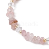 Natural Rose Quartz Chip Beaded Bracelets for Women BJEW-JB11742-11-3
