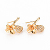 Brass Micro Pave Clear Cubic Zirconia Earring Findings KK-S356-257-NF-1