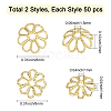 CREATCABIN 100Pcs 2 Style Brass & Alloy Fancy Bead Caps FIND-CN0001-04-2