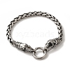 316 Surgical Stainless Steel Wheat Chain Viking Raven Skull Bracelets BJEW-Q349-05AS-03-1