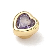 Heart Brass Micro Pave Cubic Zirconia Cabochons KK-P345-13G-D-3