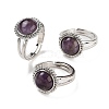 Natural Amethyst Round Adjustable Rings RJEW-K271-02P-01-1