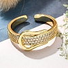 Rack Plating Brass Micro Pave Clear Cubic Zirconia Cuff Finger Rings for Women RJEW-M028-30G-02-1