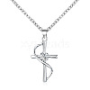 Cross Alloy Crystal Rhinestone Pendant Necklaces for Women Men WG08149-02-2