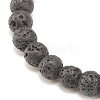 Natural Lava Rock Stretch Bracelet with Alloy Cat Beaded BJEW-JB08309-01-5