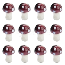10Pcs Mushroom Handmade Lampwork Beads LAMP-YW0001-08B