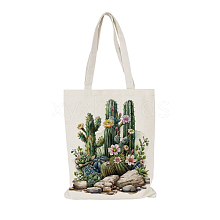 Cactus Printed Canvas Women's Tote Bags ABAG-L018-E04