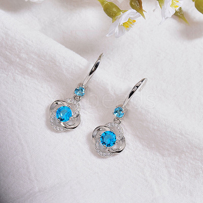 Flower Cubic Zirconia Drop Earring JE910A-1