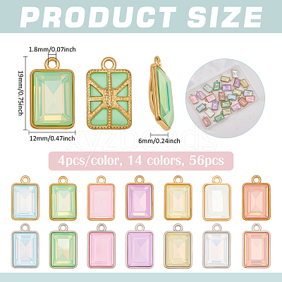 56Pcs 14 Colors Alloy Glass Pendants FIND-PH0027-90-1