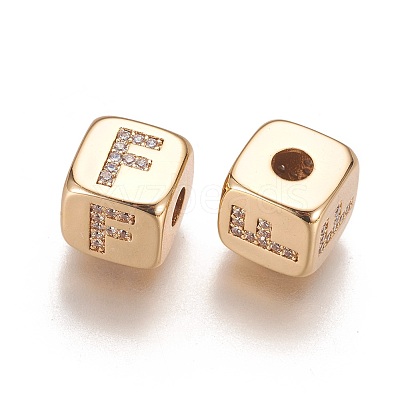 Brass Micro Pave Cubic Zirconia Beads KK-K238-16G-F-1
