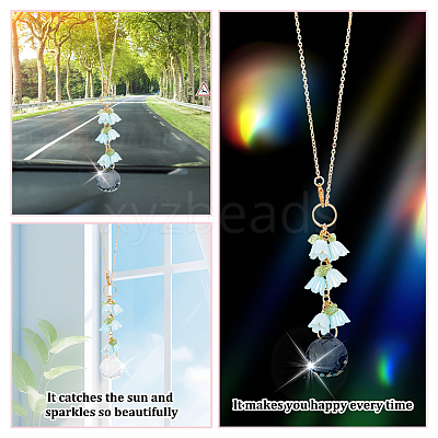 Glass & Resin Lily of the Valley Car Hanging Ornaments HJEW-DR00053-1
