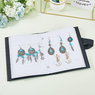 Portable PU Leather Earring Display Book EDIS-CL0001-02B-1