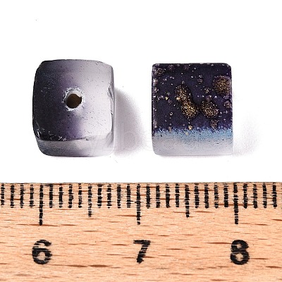 Frosted Glass Beads with Golden Glitter Powder DGLA-NH001-8mm-01B-1