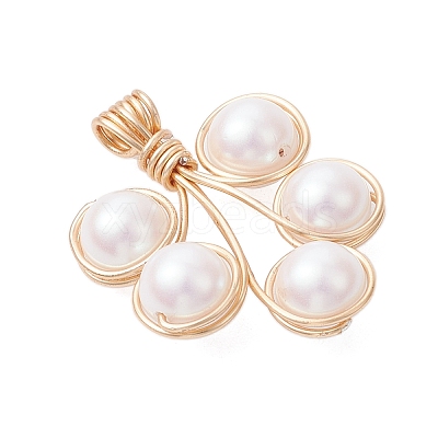 Plastic Imitation Pearl Pendants PALLOY-JF03519-02-1