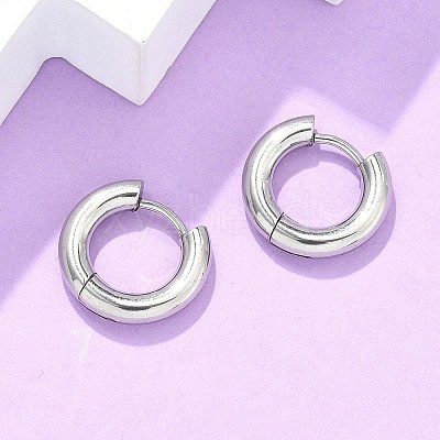 Tarnish Resistant 304 Stainless Steel Huggie Hoop Earrings EJEW-F111-14mm-P-1