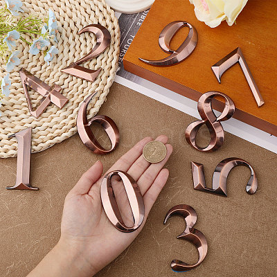 10Pcs 10 Styles 3D Digits ABS Plastic Room Number Plaque FIND-GL0001-47-1