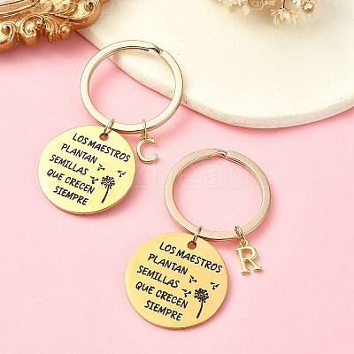 201 Stainless Steel & Brass Letter Keychain KEYC-YW00095-01-1