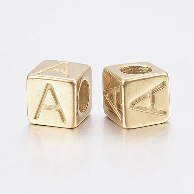 304 Stainless Steel Large Hole Letter European Beads STAS-H428-01G-A-1