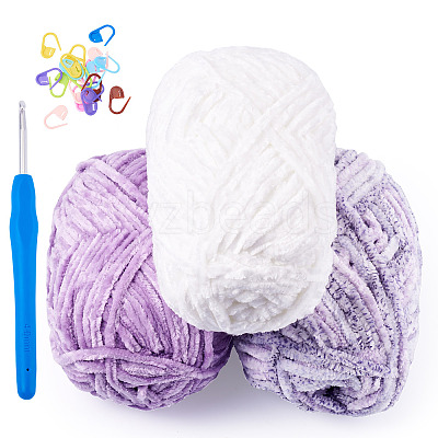 3 Rolls Polyester Chenille Wool Yarn OCOR-MB0001-06A-1