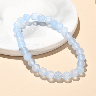 Natural & Dyed White Jade Bead Stretch Bracelets X-BJEW-K212-A-018-1