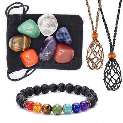 7 Chakra Healing Crystal Stones Jewelry Kits PW-WG48340-01-1