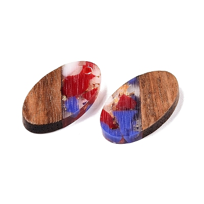 Transparent Resin and Walnut Wood Pendants RESI-T057-03F-1