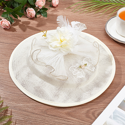 Imitation Linen Cloth Hat Fascinator Base AJEW-WH0314-493-1