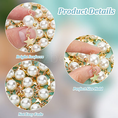 Wire Wrapped Imitated Pearl Acrylic Pendants FIND-PH0009-51-1