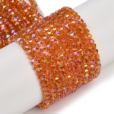 Electroplate Glass Beads Strands GLAA-Q105-02F-1