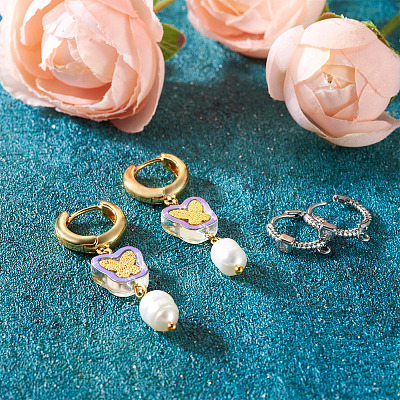 8 Pairs 8 Style Brass Hoop Earrings EJEW-PJ0001-05-1