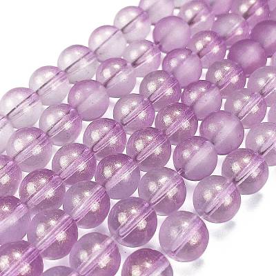 Frosted Transparent Glass Bead Strands X1-GLAA-P065-8mm-07-1