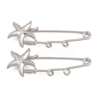 Starfish 304 Stainless Steel Safety Pins Brooch Findings SA-CBA098D-16I-P02-1