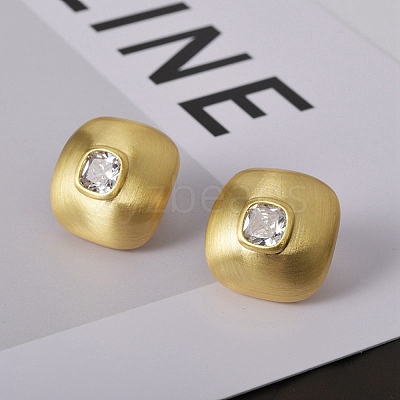Square Brass Drawbench Stud Earring EJEW-L288-004G-1