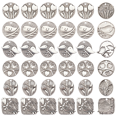 36Pcs 6 Style Zinc Alloy Pendants FIND-PH0007-57-1