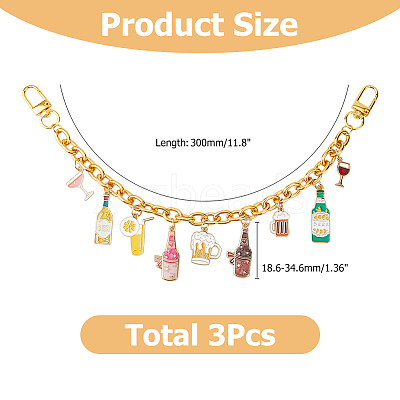 3Pcs Oktoberfest Alloy Enamel Bear Pendant Aluminum Bag Decorative Chains HJEW-HS00108-1