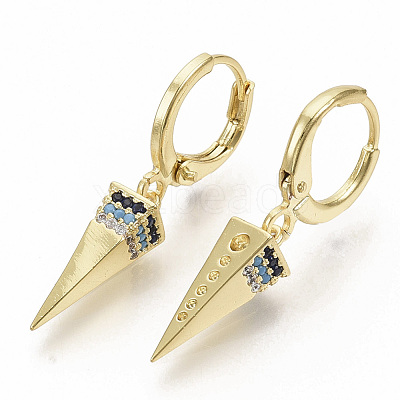 Brass Micro Pave Colorful Cubic Zirconia Dangle Hoop Earrings X-EJEW-S208-069-1