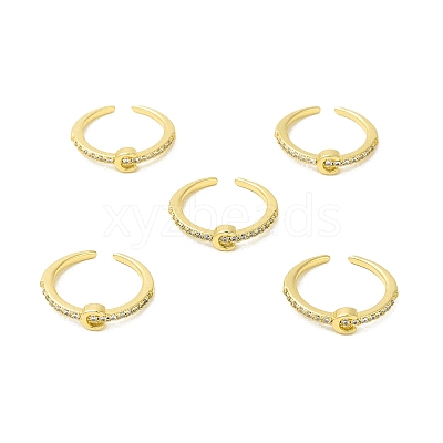 Clear Cubic Zirconia Initial Letter Open Cuff Ring RJEW-H120-09G-C-1