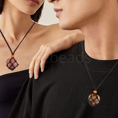 8Pcs 4 Style Adjustable Braided Waxed Cord Macrame Pouch Necklace Making NJEW-SZ0001-48-1