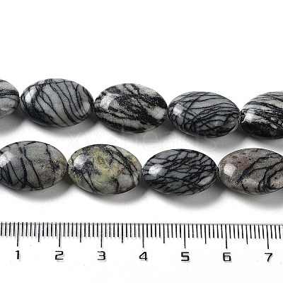 Natural Black Silk Stone/Netstone Beads Strands G-L164-A-24-1