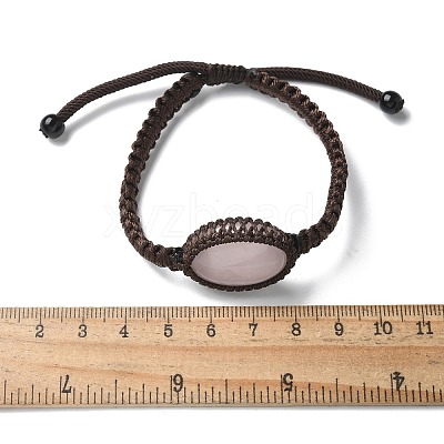 Adjustable Oval Natural Rose Quartz Braided Bead Bracelets BJEW-H626-02-07-1