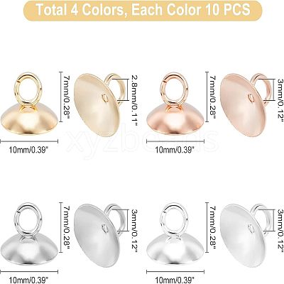 30Pcs 3 Style 201 Stainless Steel and 10Pcs 304 Stainless Steel Bead Cap Pendant Bails STAS-UN0029-64-1