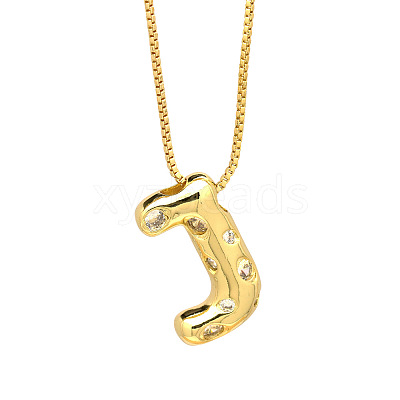 Brass Micro Pave Clear Cubic Zirconia Initial Pendant Necklaces FS-WGF17D9-15-1