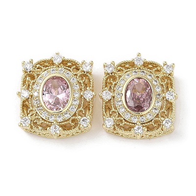 Brass Micro Pave Cubic Zirconia Beads X-KK-G491-36G-02-1