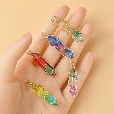 5Pcs 5 Colors Glass Pendants GLAA-YW0003-24-1