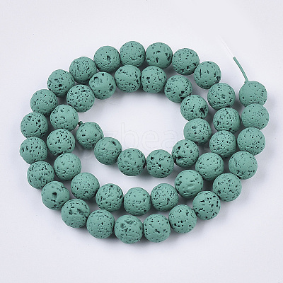 Spray Painted Natural Lava Rock Beads Strands X-G-N0324-C-03-1