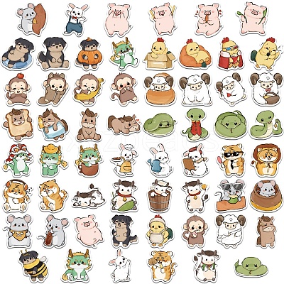 60Pcs PVC Waterproof Zodiac Signs Stickers PW-WG68C3E-01-1