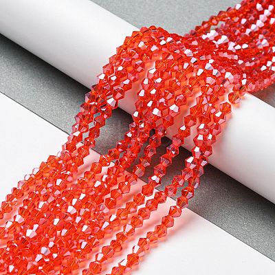 Transparent Electroplate Glass Beads Strands GLAA-F029-4mm-C14-1